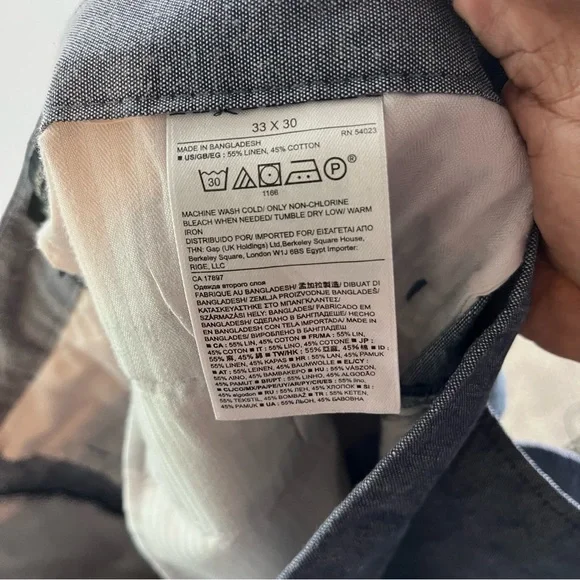 Banana Republic Men Pants 33x30 Aden Chino Blue Cross Dye Linen Cotton - Picture 9 of 9